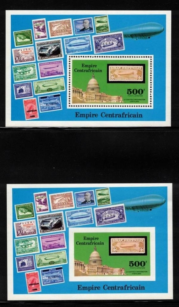 Central African Republic Zeppelin Imperforate & Perf. S/Sheets. Scott #C187. MNH