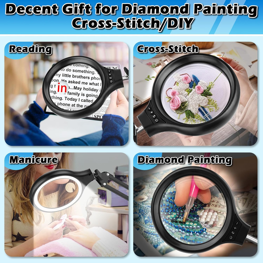 30X 10X Floor Magnifying Lamp with Light and Adjustable Stand for Hobbies