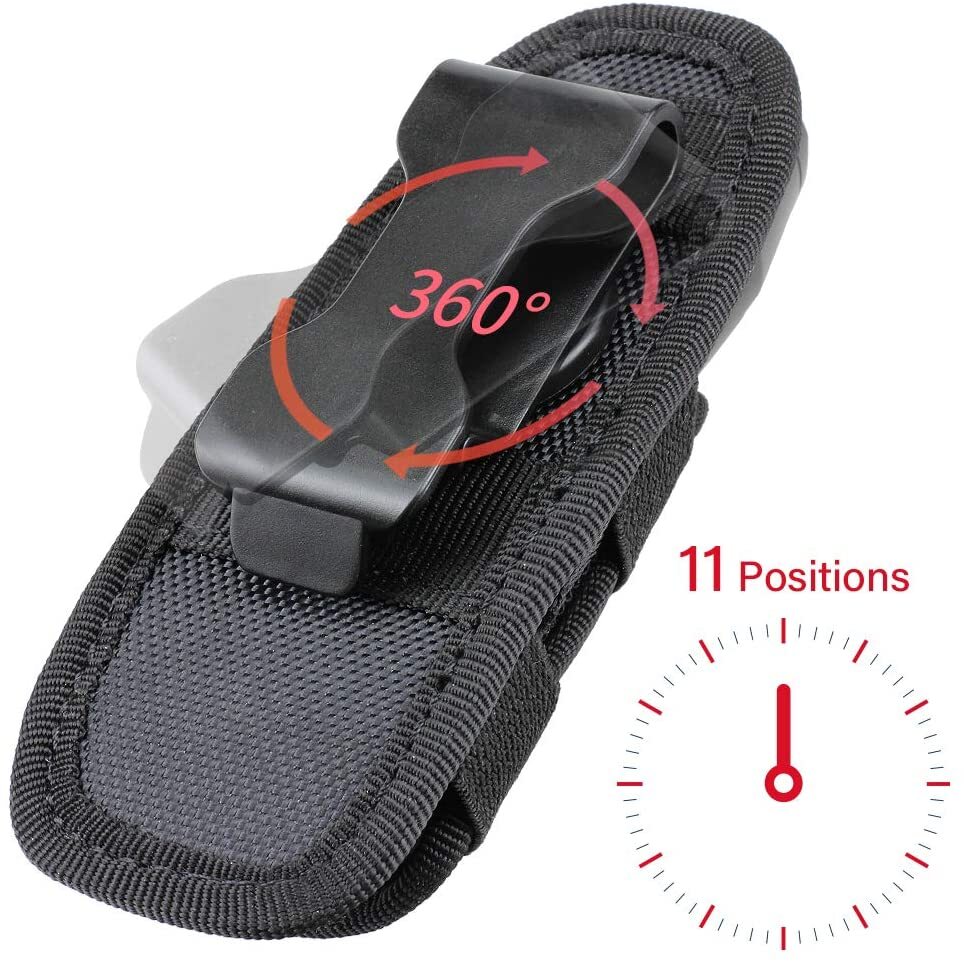 Tactical 360 Degrees Rotatable LED Flashlight Holder Torch Carry Belt Nylon Case