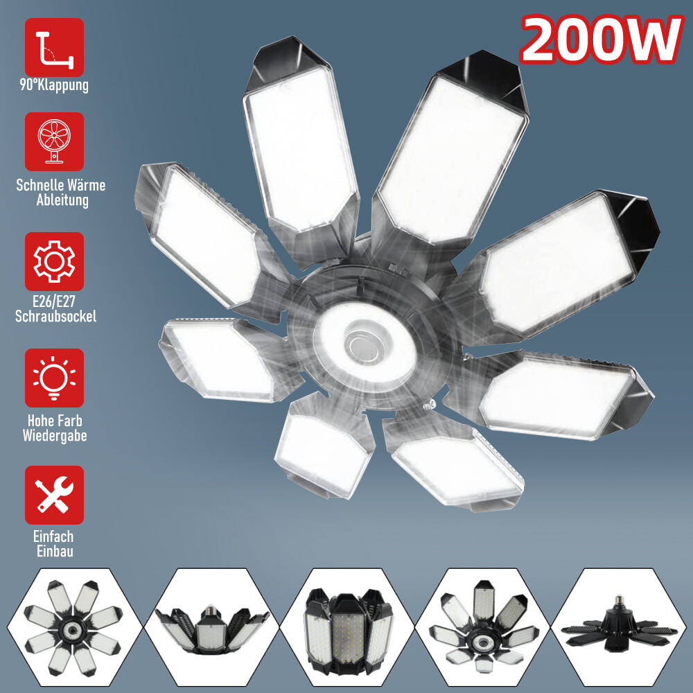 LED Garage Light 9000000LM Super Bright Work Shop Ceiling Light Deformable Bulb