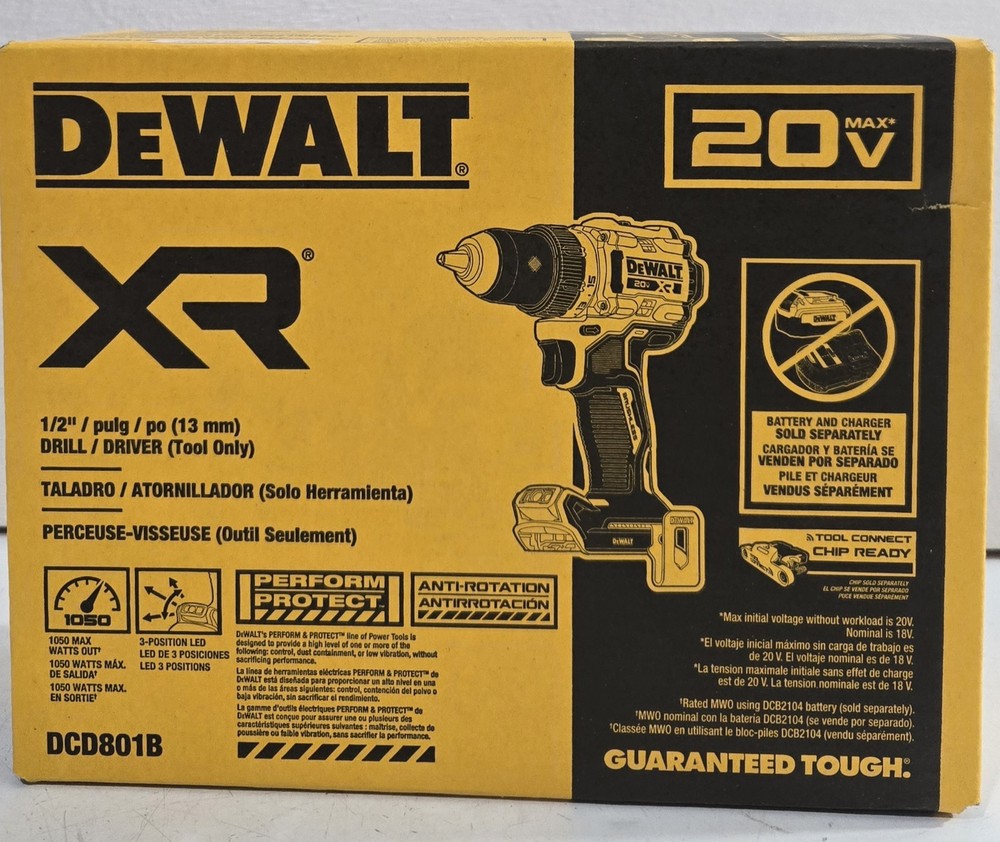DeWALT DCD801B 20V MAX XR 1/2" Drill Driver New In Box
