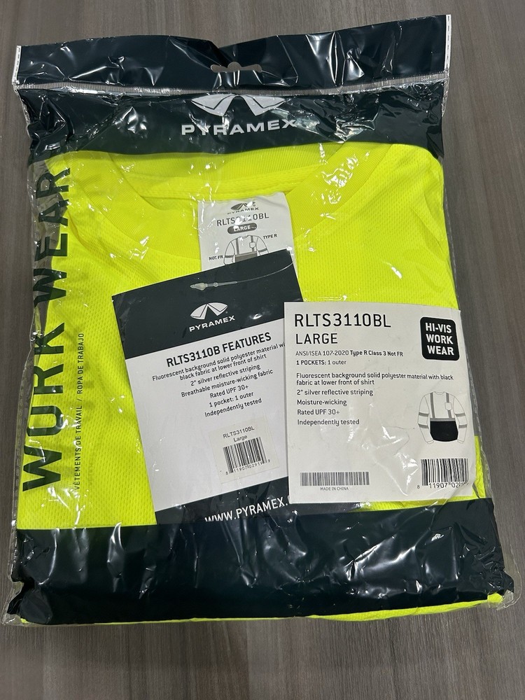 RLTS3110B Pyramex Class 3 Hi-Vis Shirt Black Bottom-LARGE