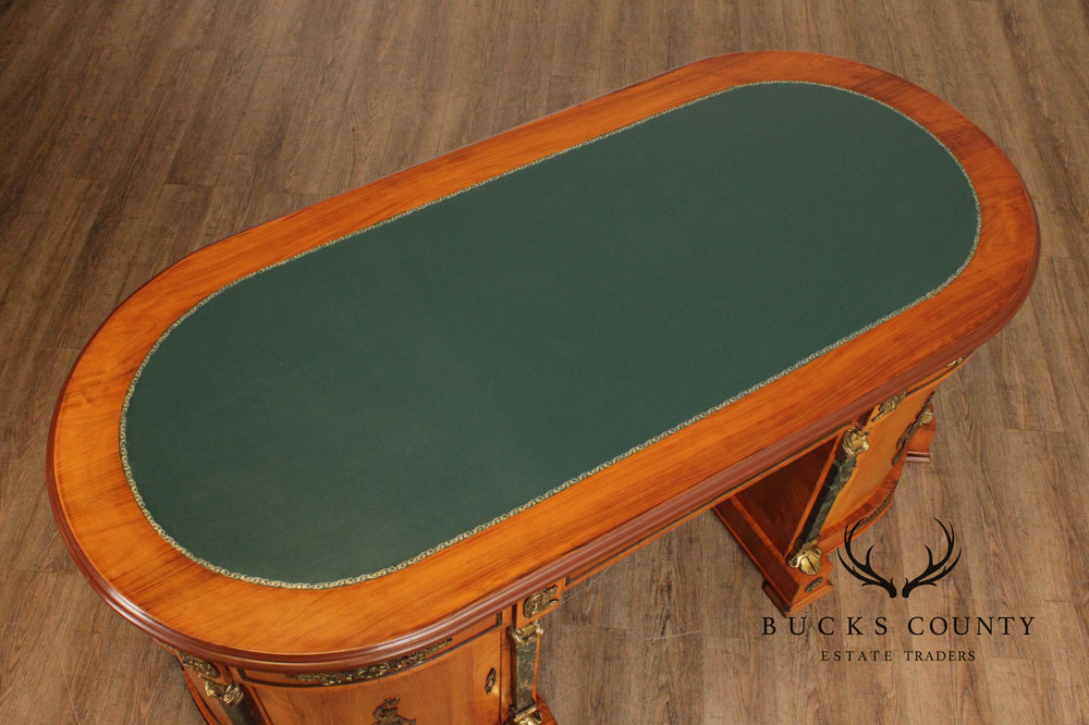 Classical Revival Walnut Ormolu Mounted Desk With Leather Top