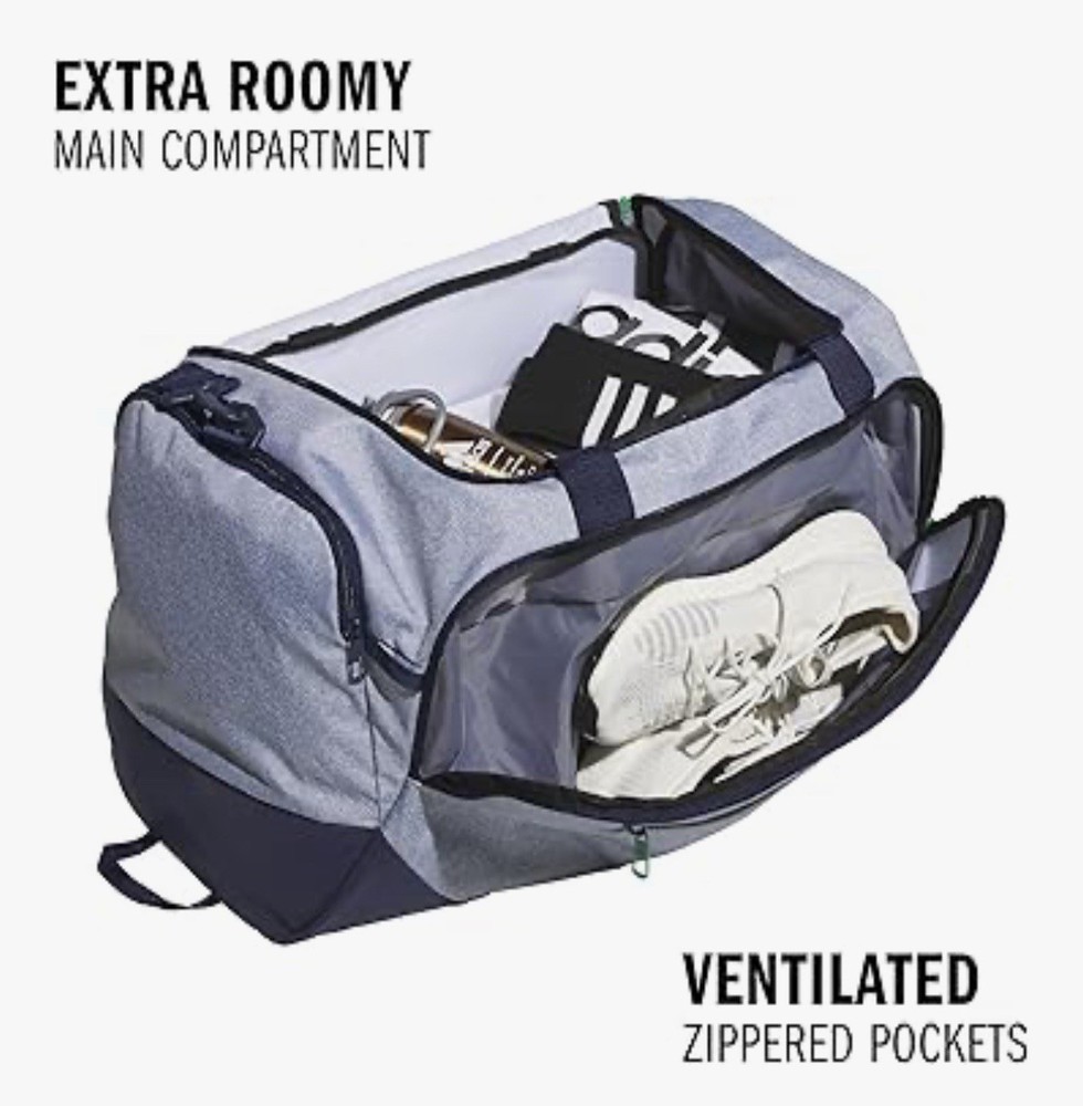 Adidas Defender 5 Medium Duffel Bag, Twill Grey Dark Blue