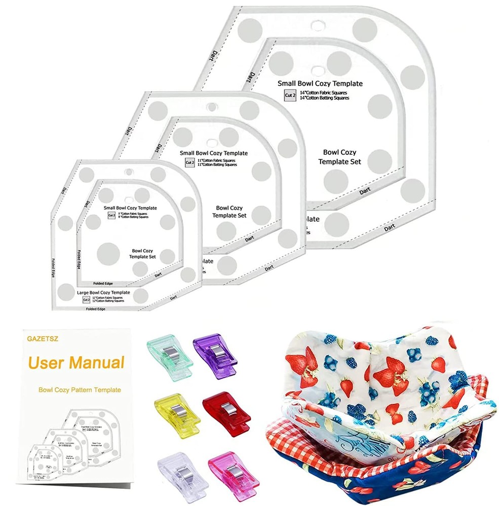 GAZETSZ Bowl Cozy Template 3 Sizes, Sewing Patterns without rotary cutter