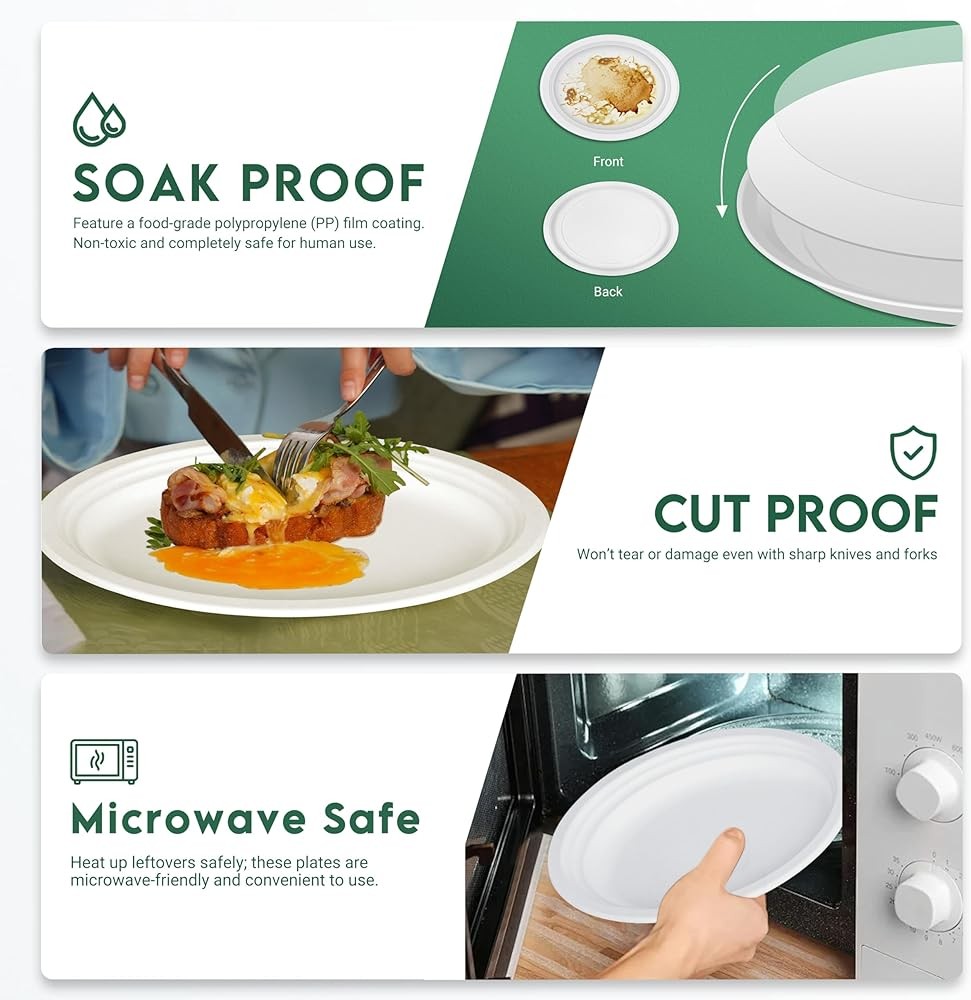 postable Oval Paper Plates 12 inch Bulk, Heavy Duty