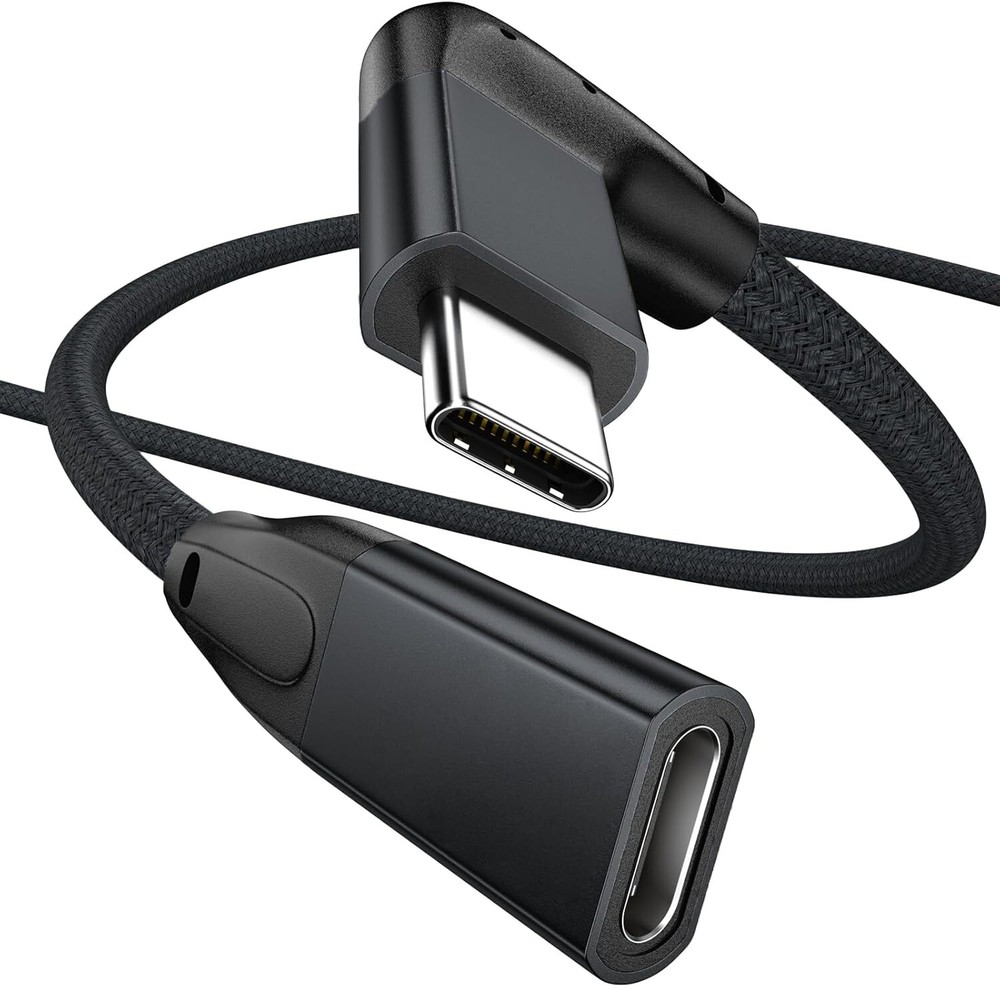 UseBean Right Angle USB C Extension Cable 6FT, 90 Degree USB-C 3.1 BLACK