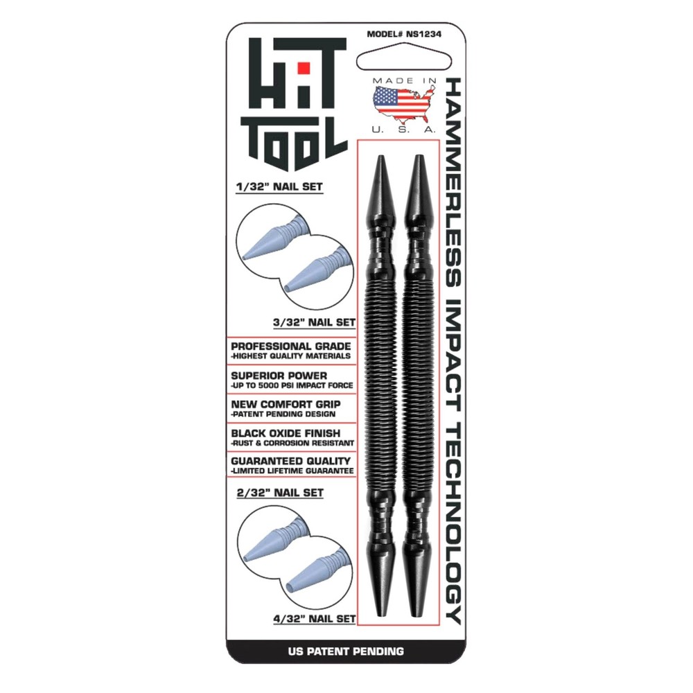 HIT Tool Pro Finish Kit Nail Set Combination Hammerless Spring Tool Set