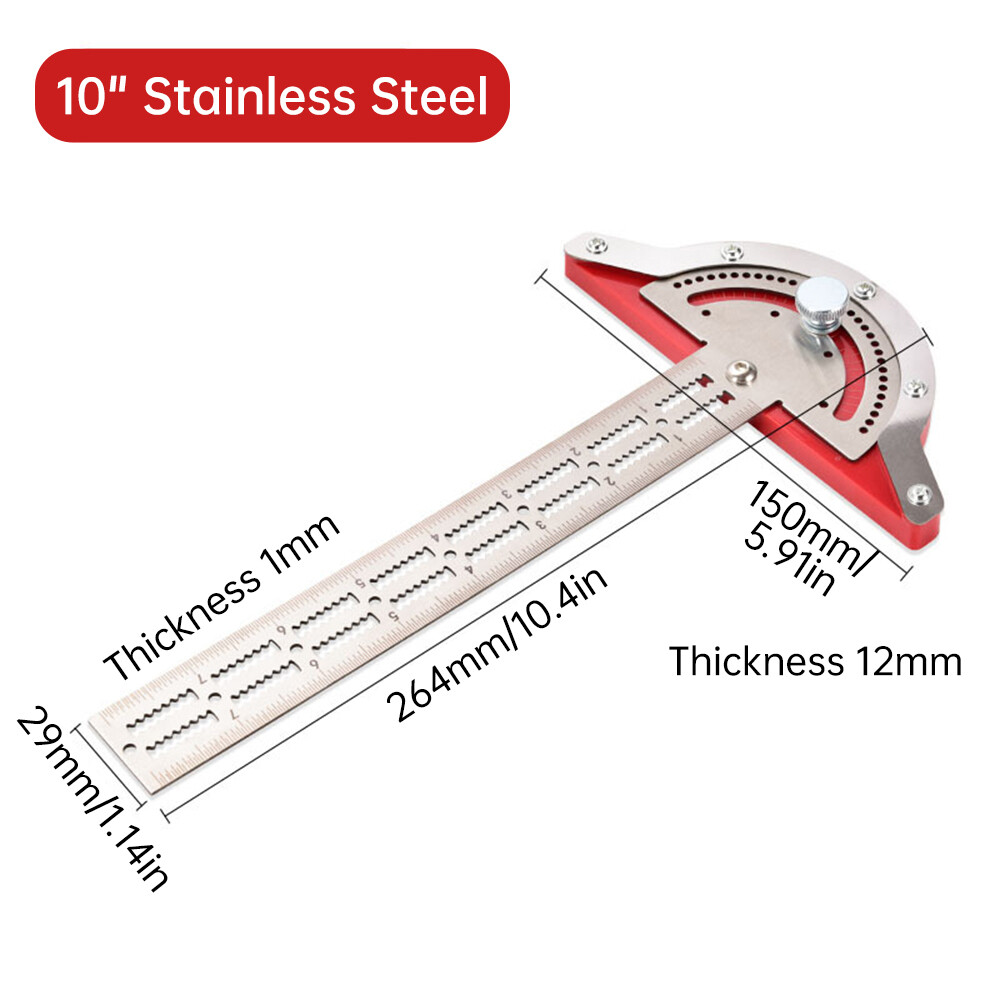 Stainless Steel Protractor Rotary Measuring Ruler 0-70°Adjustable Edge Ruler
