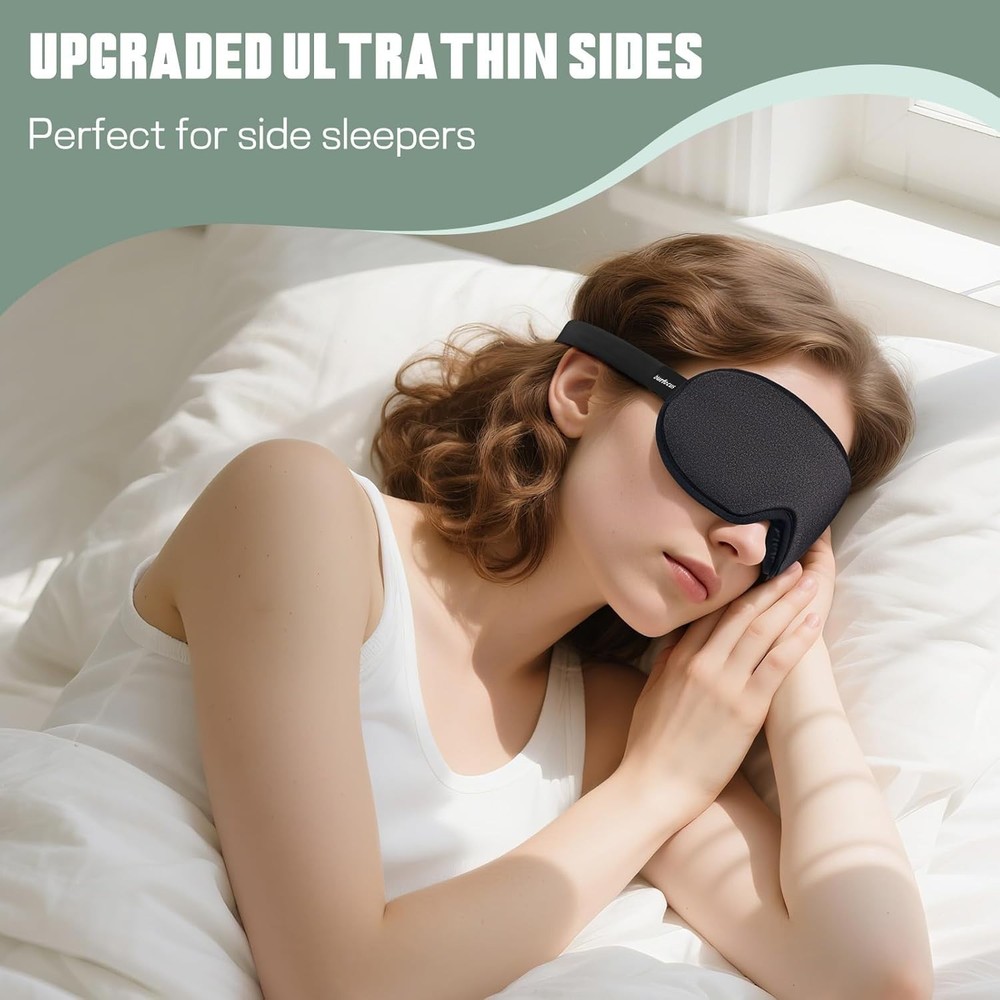 Sleep Mask for Side Sleeper Men Women | Zero Eye Pressure 3D, Light Blocking Des