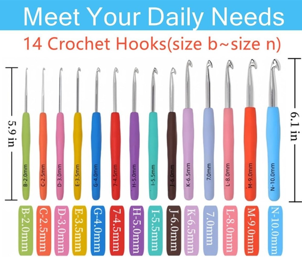 Crochet Hook Set,14 Sizes Crochet Hooks for Arthritic Hands,Crochet Hooks Erg...