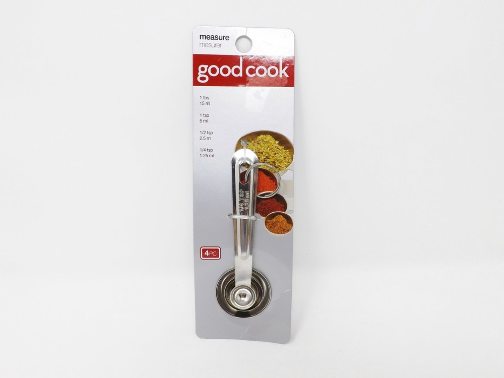 Good Cook 4 Pc Stainless Steel Measuring Spoons - New