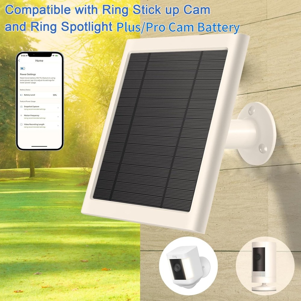 Solar Panel for Ring Camera, Compatible with Rings Spotlight Plus/Pro & 1Pack
