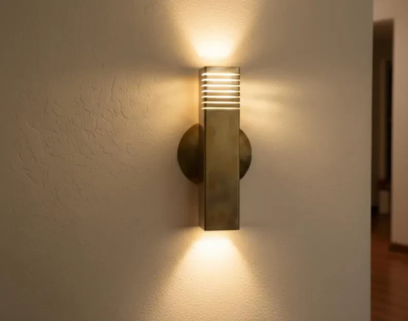 Mid-Century Brass Wall Sconce, Italian Style, Adjustable Hallway Light