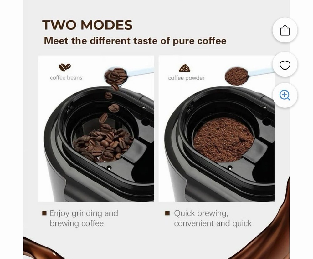 KAPAS Mini Automatic Coffee Machine With Grinding Function, Programmable Timer