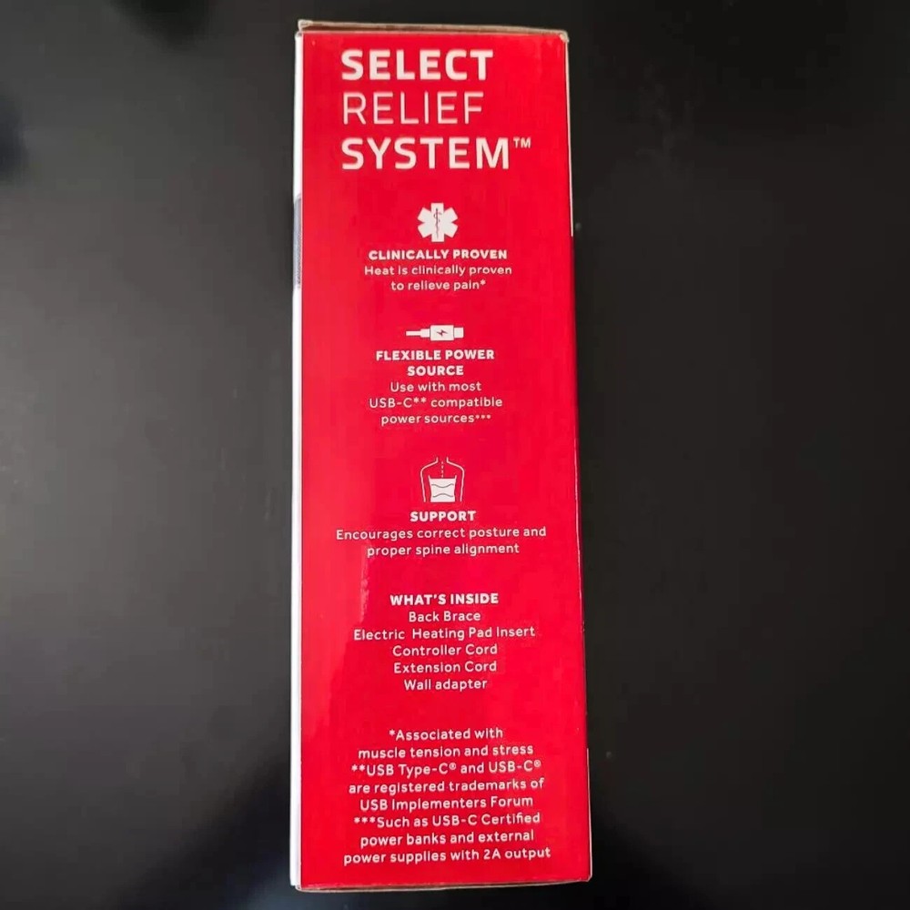 Sunbeam Back Brace + Heating Pad Select Relief System Back Therapy Bundle NW