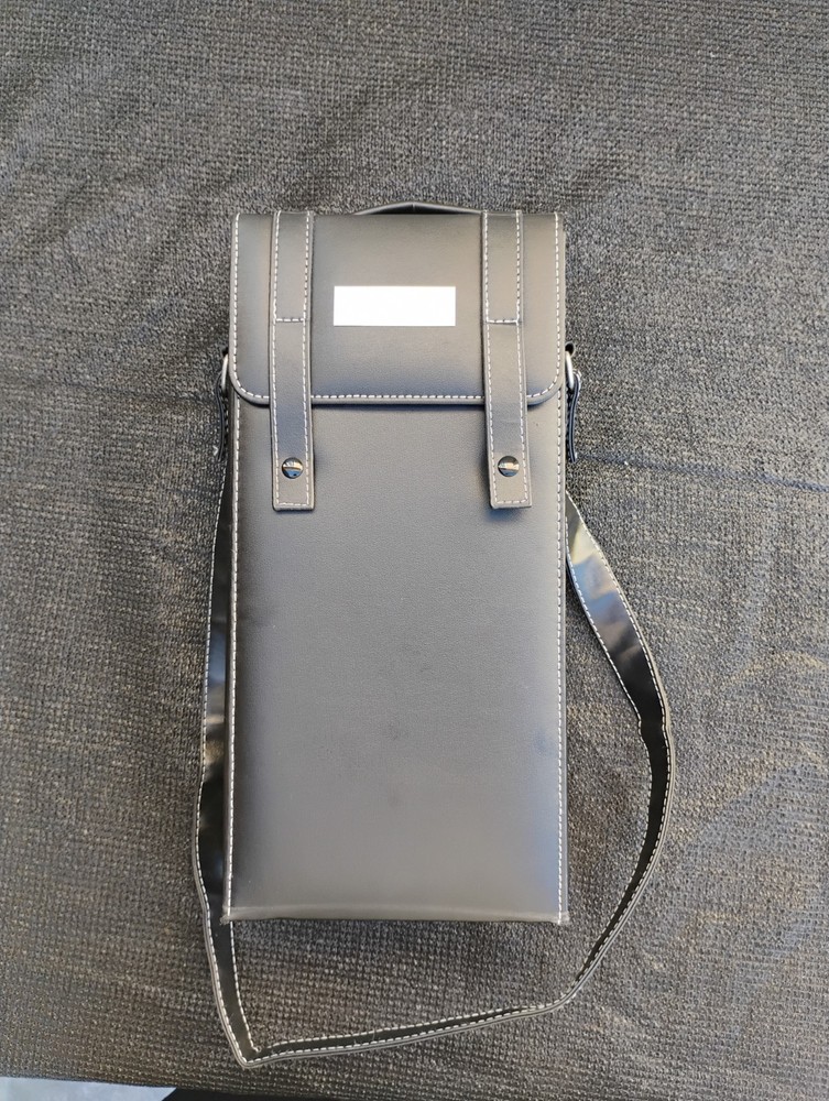 Audi Black Leather Wine Bag with Adjustable Shoulder Strap and Dividers
