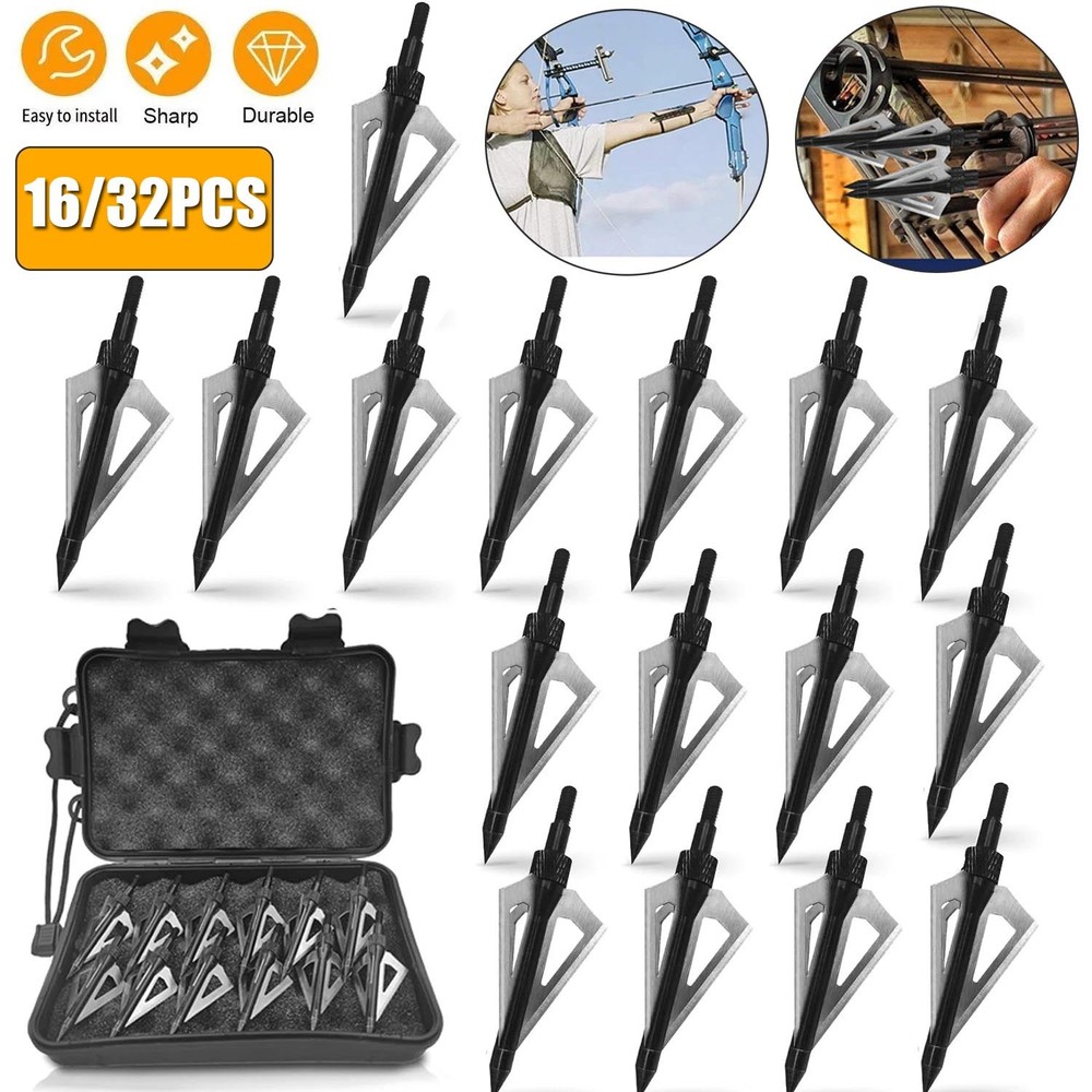 100Grain 3Blade Hunting Archery Broadheads Compound Bow Fixed Arrowhead Tip