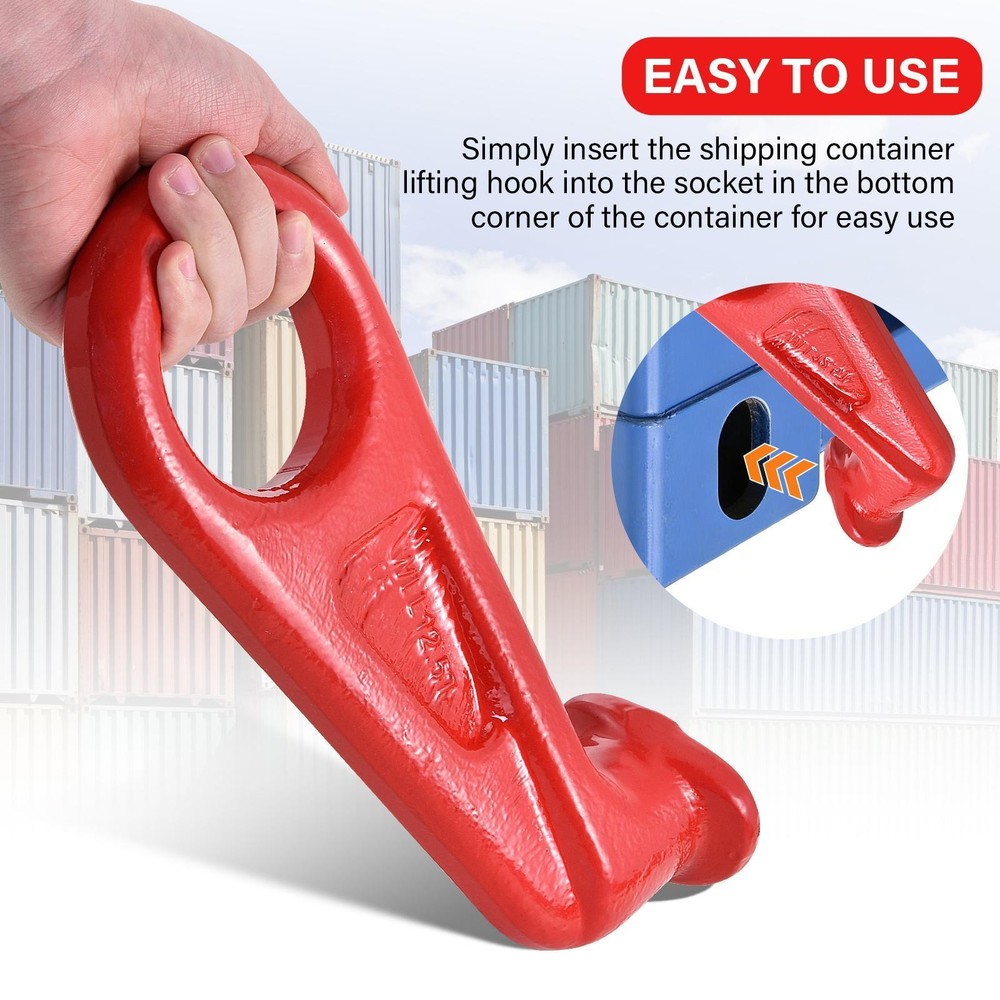 Shipping Container Lifting Hooks, 12.5T Working Load Limit, Left & Right 45°
