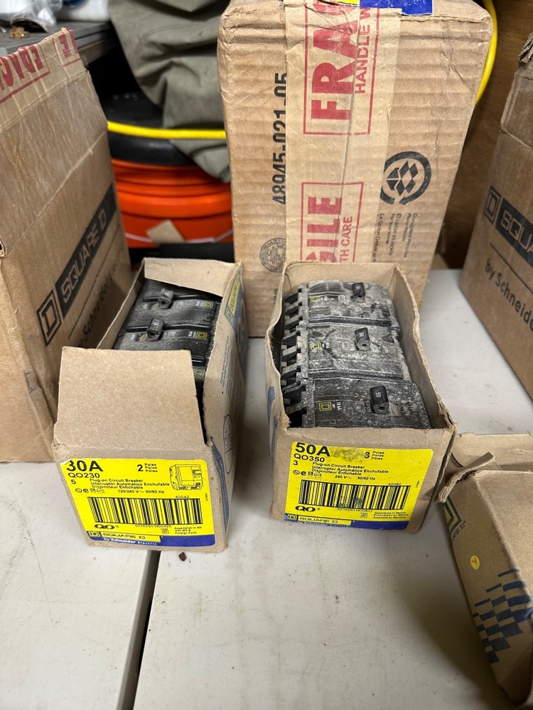 Electrical service and switch gear, SquareD. All with original packaging.