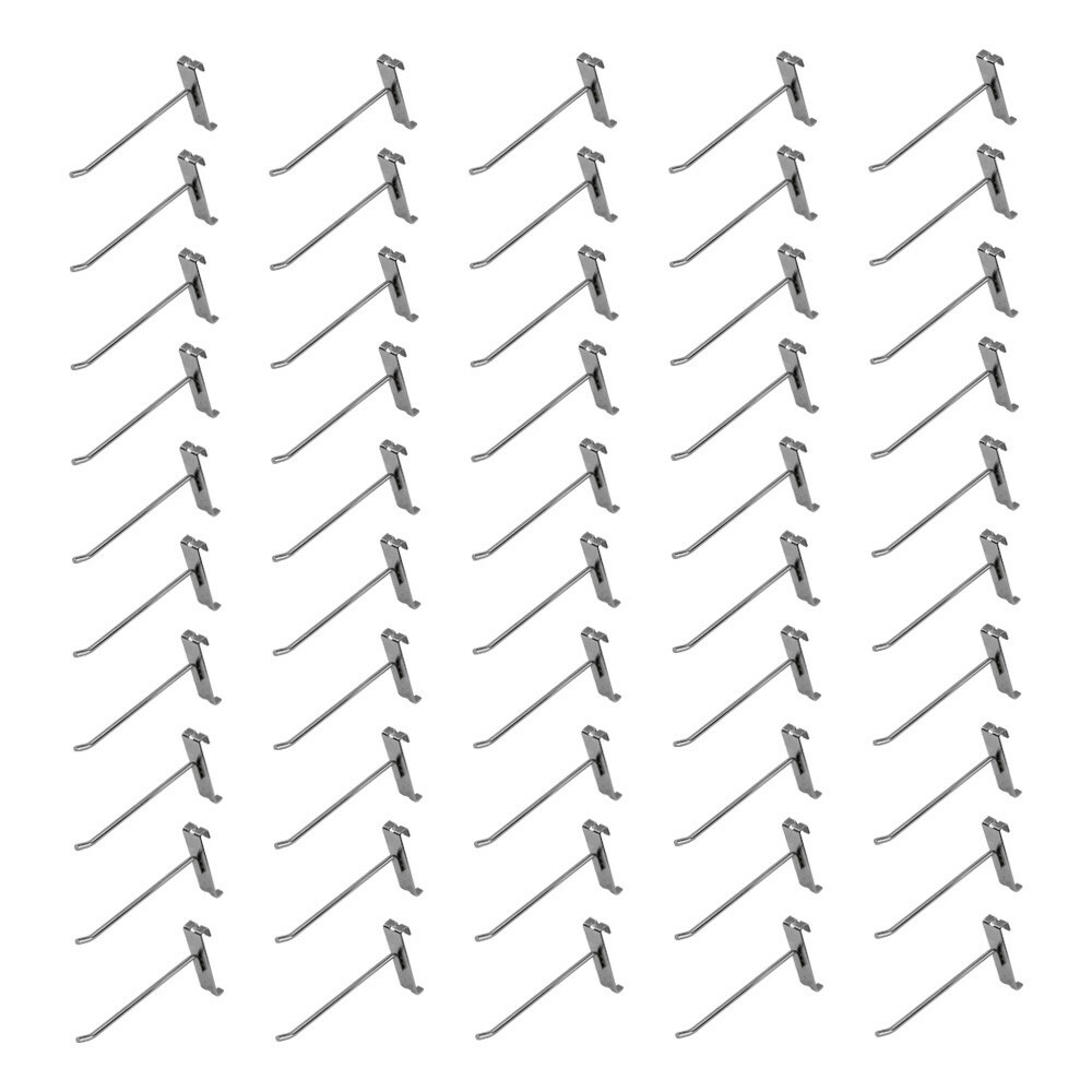 Wire Metal Hanger Retail Long Gridwall Hooks Grid Panel Display 50 PC Chrome 4"