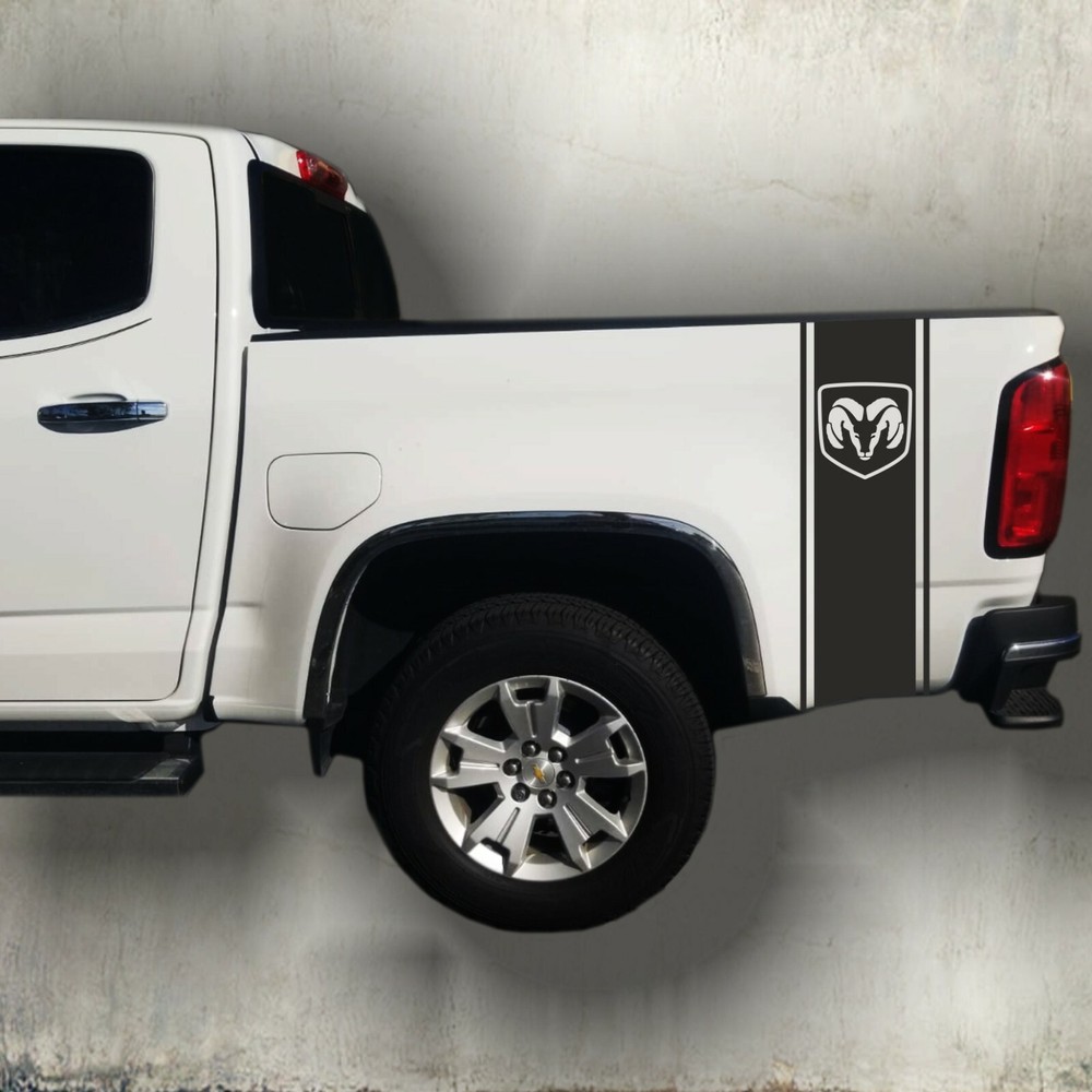 2 Pcs SOLID Truck Rear Vertical Bed Stripes Vinyl Decal Graphics Racing