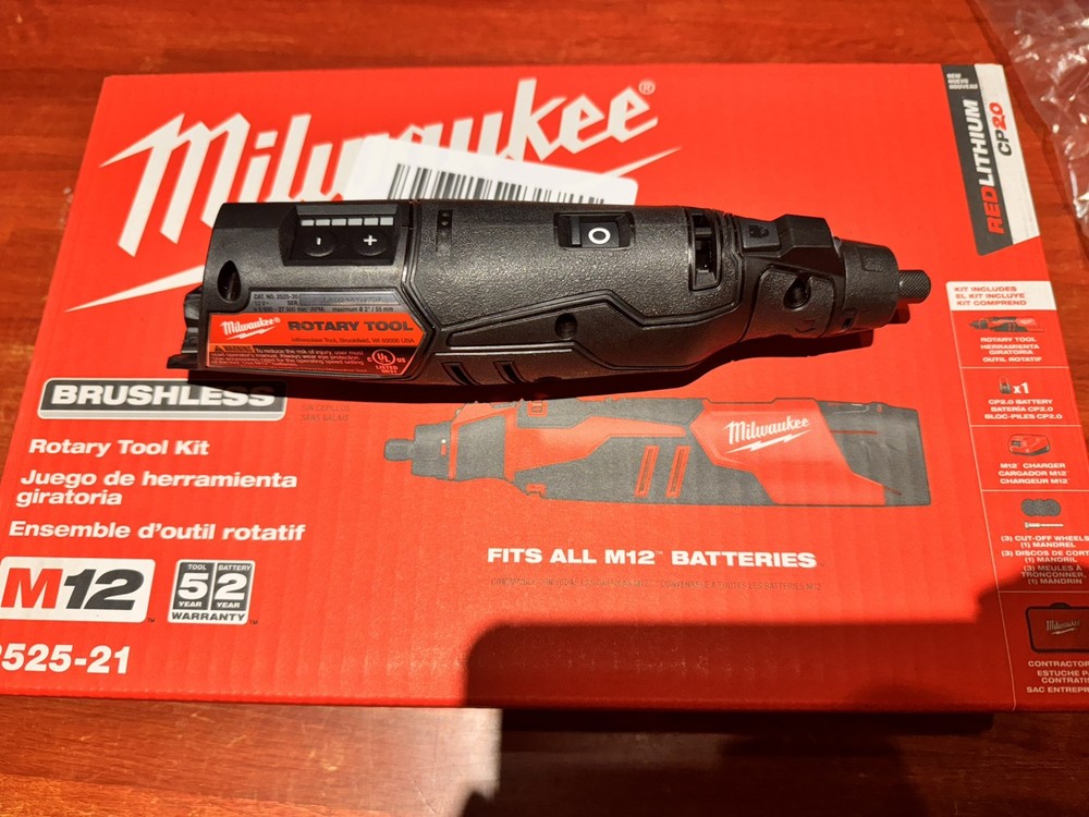 Black Milwaukee Tool 2525-21 M12 Brushless Rotary Tool Kit