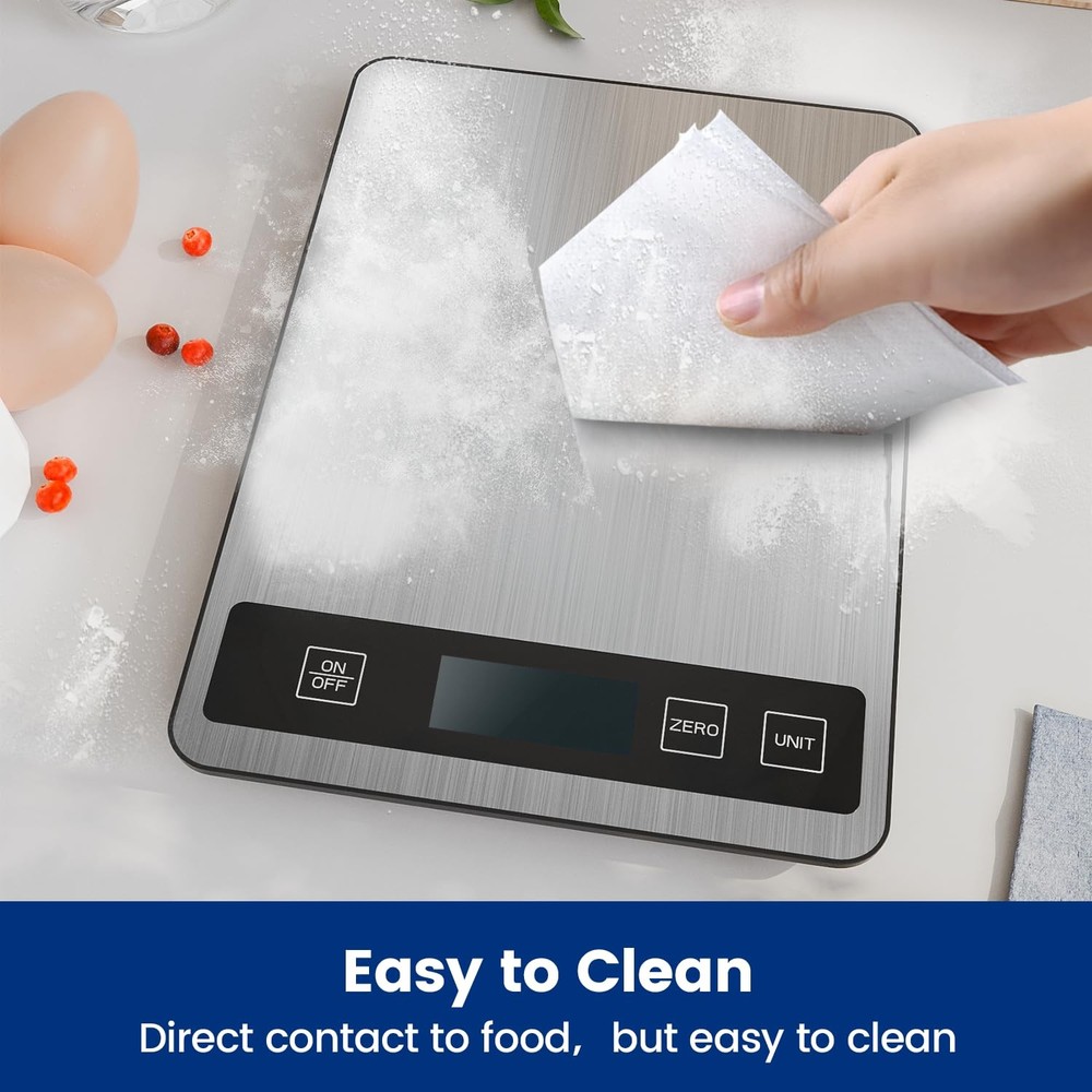 【33 lb & USB Rechargeable】 Digital Kitchen Food Scale Kitchen Scale, Stainles...
