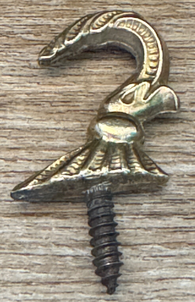 BRASS HOOK COAT HOOK CURTAIN TIE BACK VINTAGE