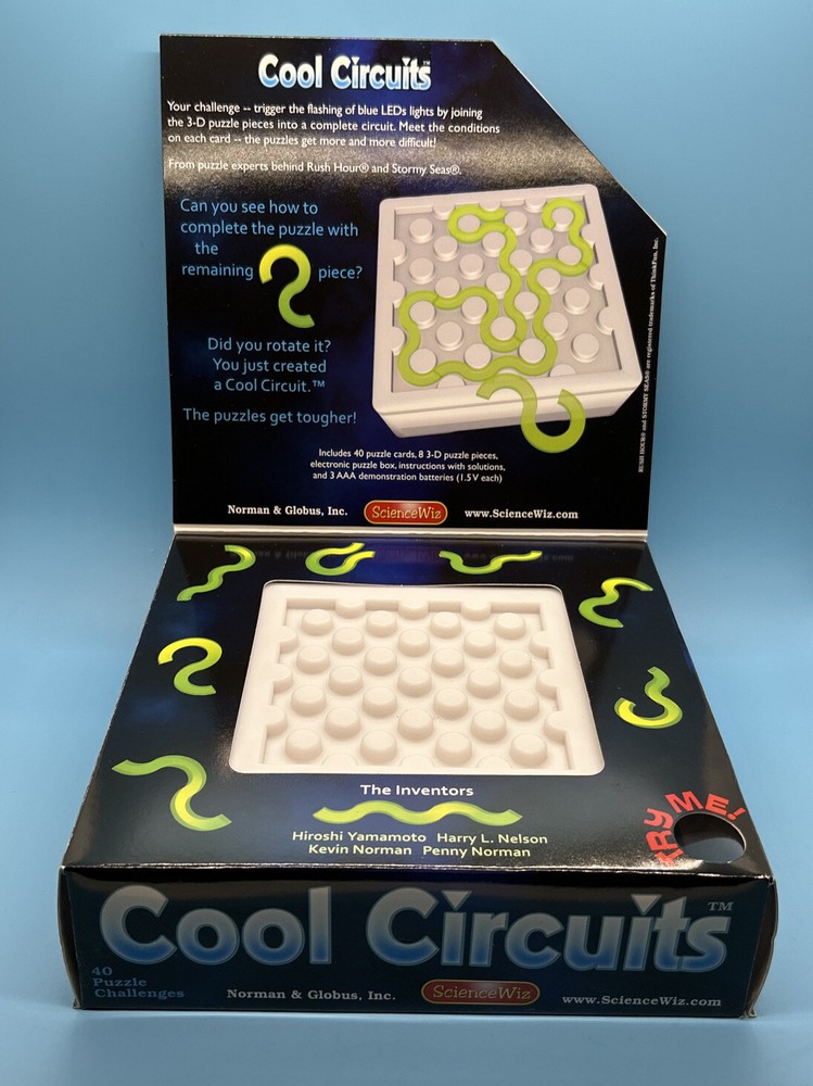 Science Wiz Cool Circuits LED Puzzle Box Game Complete 40 Challenges Challenging
