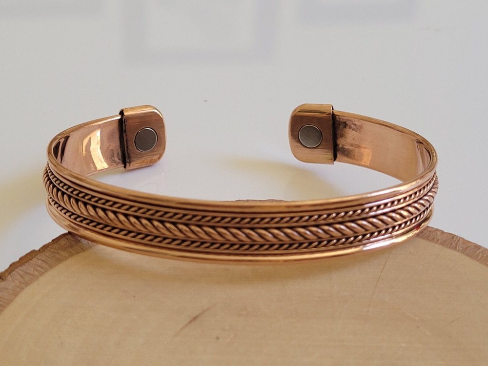 Pure Copper Magnetic Bracelet Solid Copper Arthritis Therapy Cuff Bangle Dome