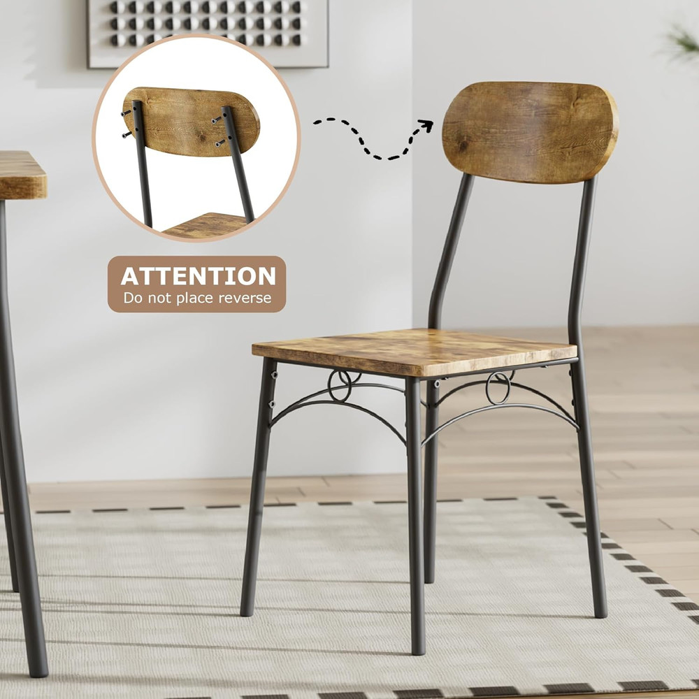 Dining Table Set for 4, 5-Piece Kitchen Table with 4 Chairs, MDF Board Tabletop