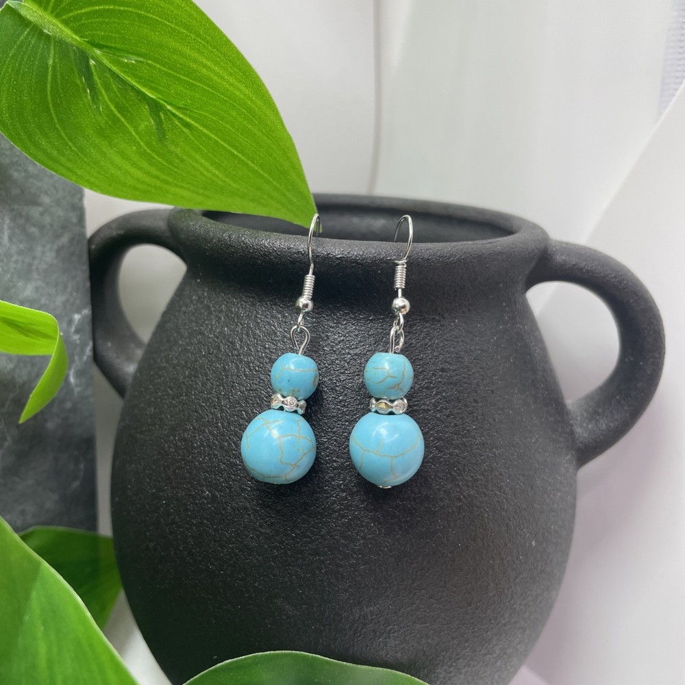 1.5” Silver-tone Beaded Boho Drop Dangle Earring Set New Free Ship C154