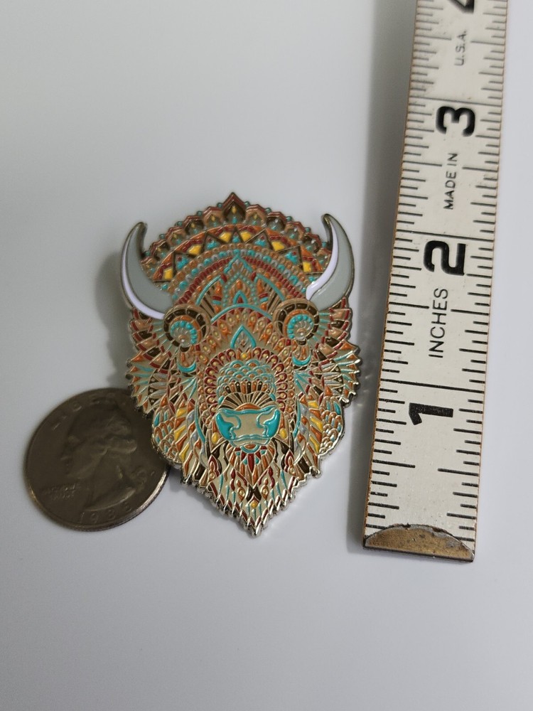 Bison Lapel Pin By Bioworkz Greens & Browns Large Size