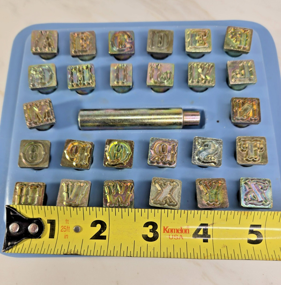 Vintage Craftool Complete Alphabet Leather Tool Stamps Set 1/2"