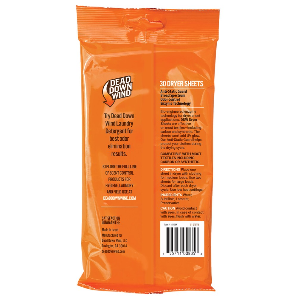 Dead Down Wind Odor Eliminating Dryer Sheets ~ FREE SHIPPING