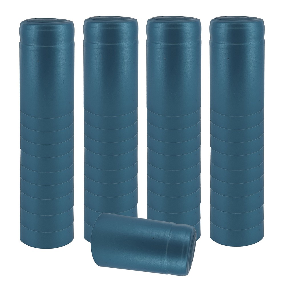 Metallic Light Blue PVC Shrink Capsules 50 Count