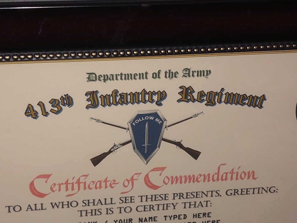 413TH INFANTRY REGIMENT / COMMEMORATIVE - CERTIFICATE OF COMMENDATION