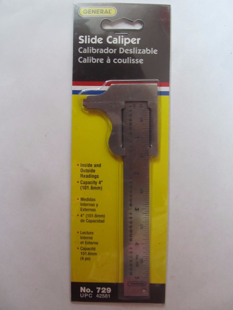 General Tools Slide Caliper.#729 4" Stainless steel NEW