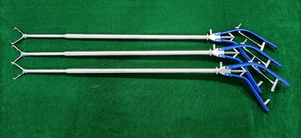 3pc Laparoscopic Tenaculum Forceps 12mmx460mm Double Action Reusable Instruments