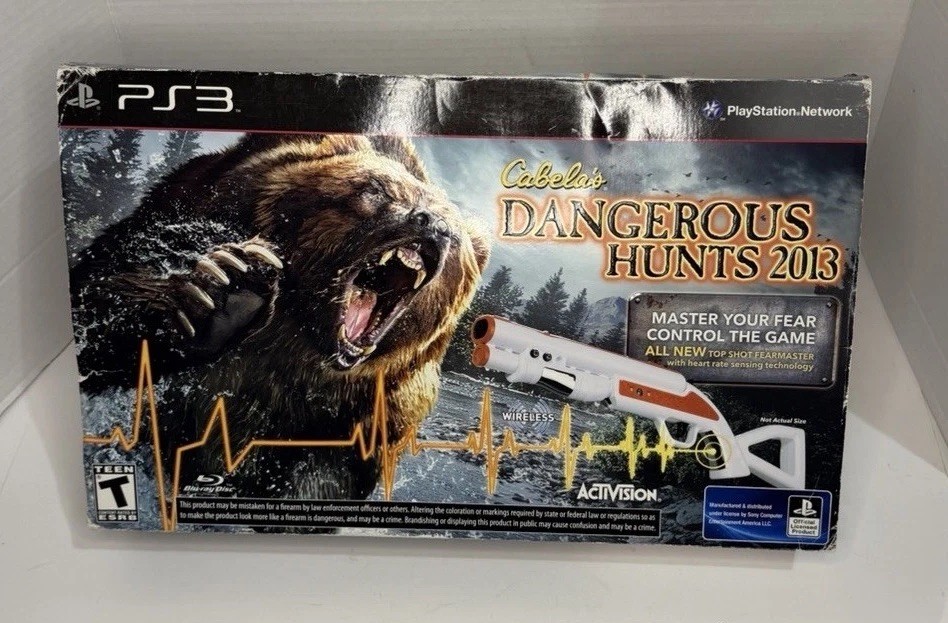 Cabela's Dangerous Hunts 2013 PS3 Bundle CIB w/ Game Fearmaster & sensor bar