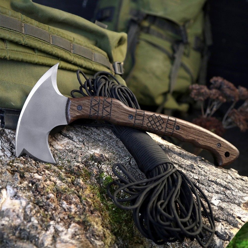 Tomahawk Axe Throwing Hatchet Tactical Tool with Oak wood Handle Optional Sheath