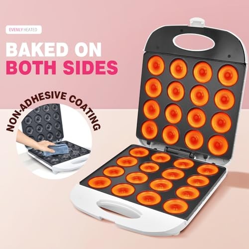 All in One Mini Donut Maker - Non-Stick, Cool Touch Electric 16 Donuts Sets