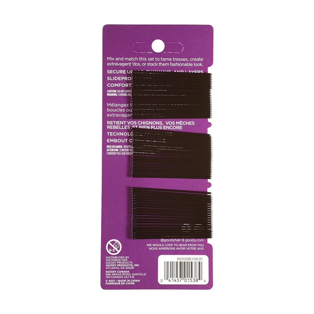 Goody SlideProof Bobby Pins, Black, 60-count (1942233)