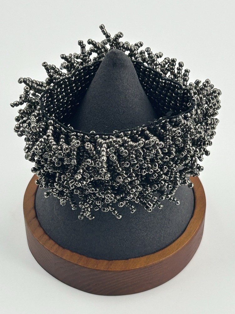 Silver Gray Molded Spiky Handmade Stretch Bracelet