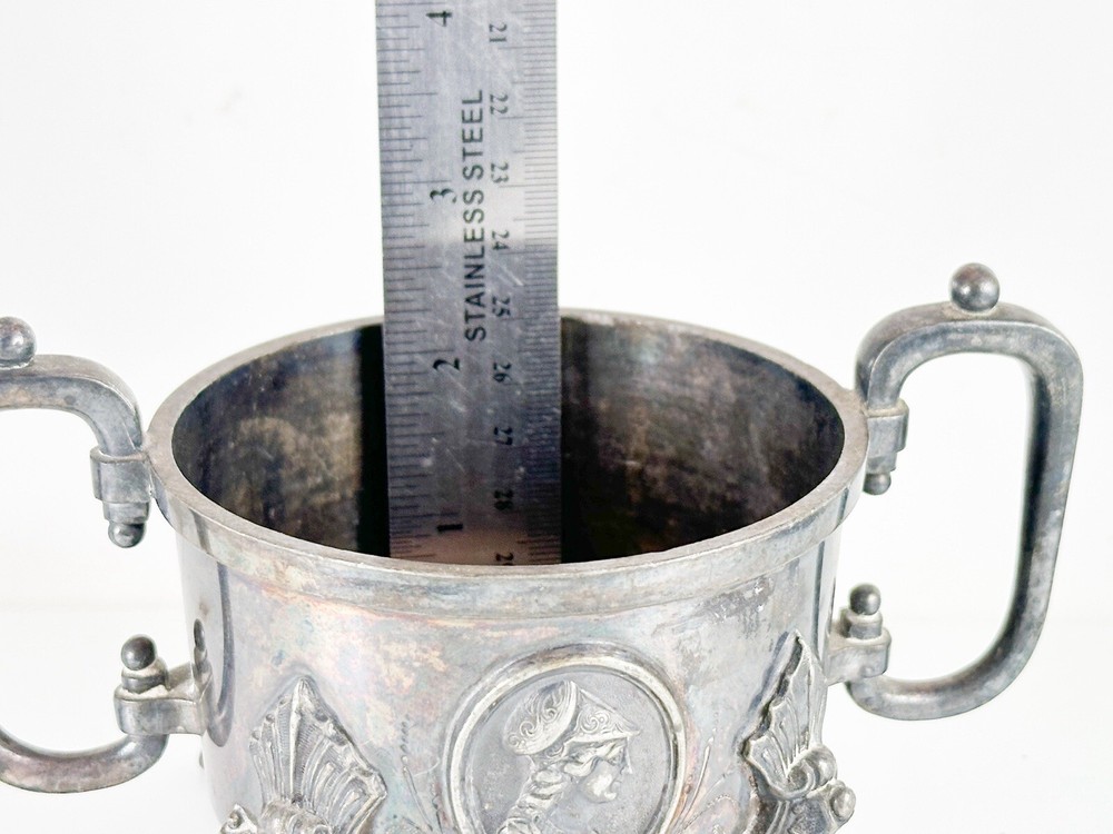 Antique Reed Barton Roman Figure Caudle Cup *Error* Silverplate Sugar