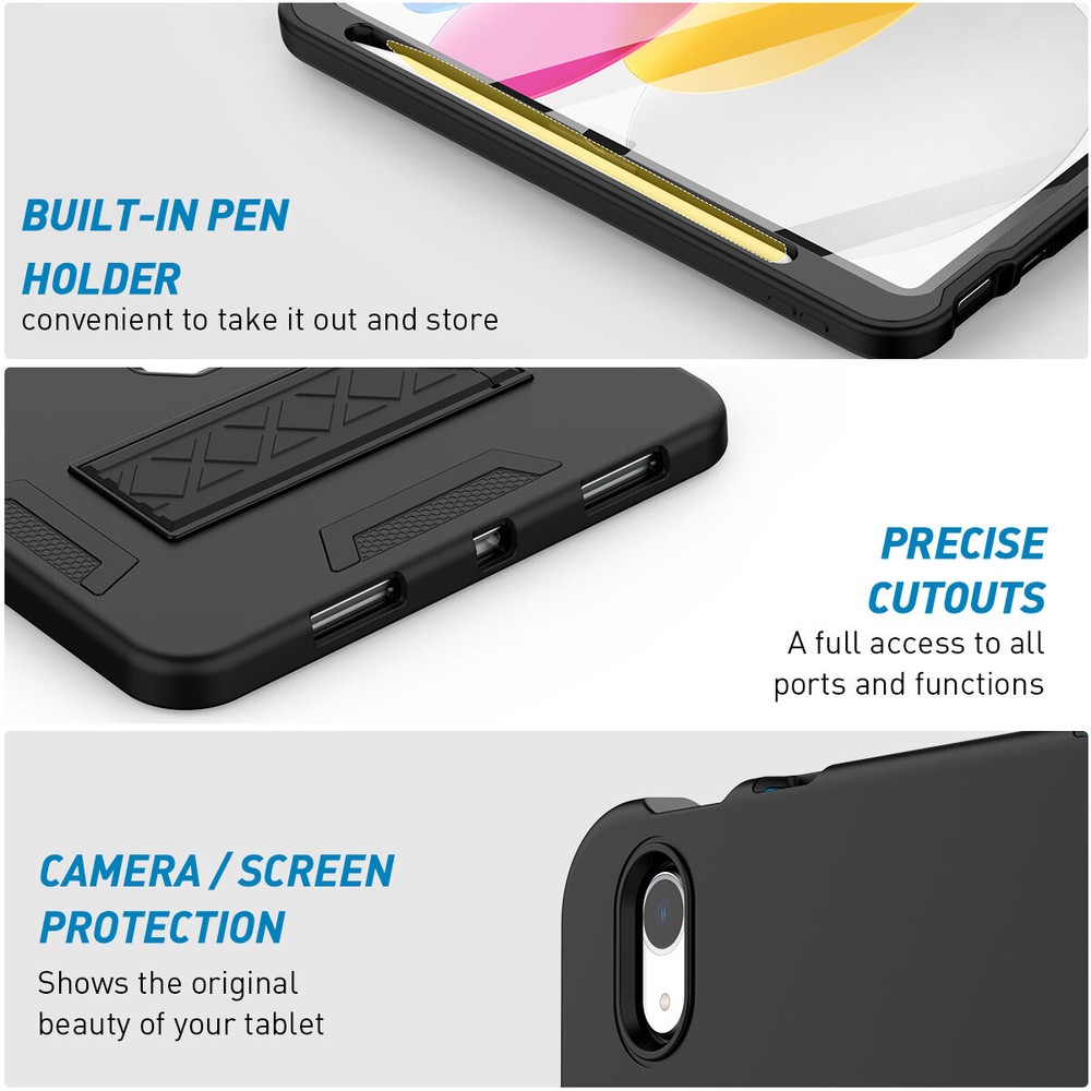 For Apple iPad (A16) Case Shockproof Heavy Duty Stand Cover+Screen Protector