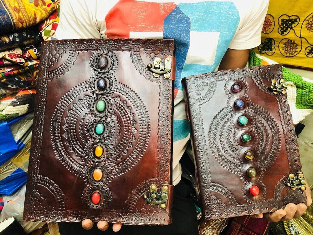 2 Large Spell book Small Seven Stone Handmade Leather Journal Writing