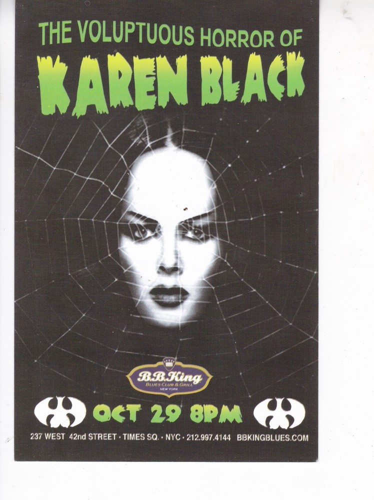 Karen Black Live Show promo postcard 2 sided NYC RARE!!