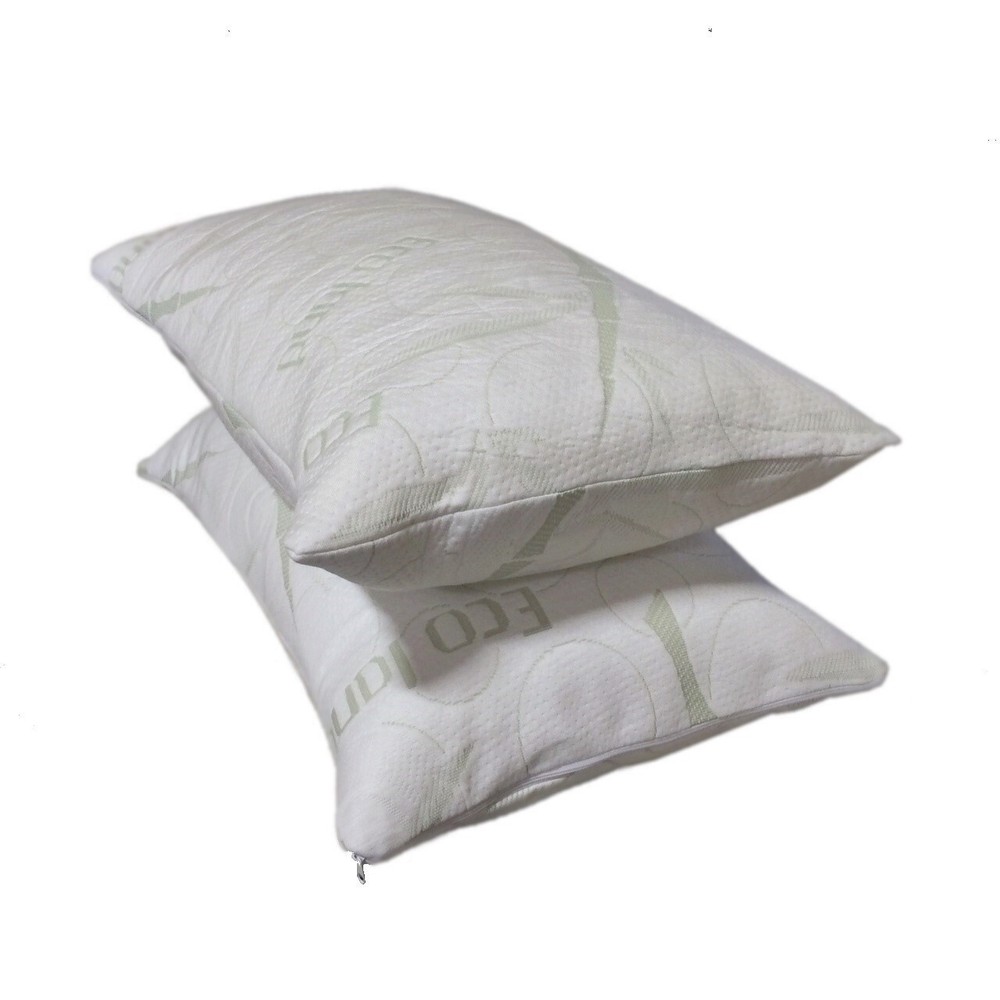 2 PACK STANDARD QUEEN Dual Zone memory foam Bed Pillow + Bamboo External cover